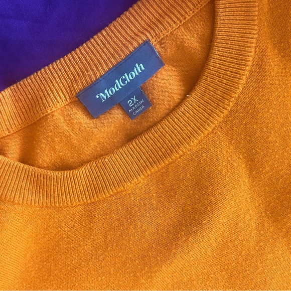 ModCloth 3/4 Sleeve Burnt Orange Button Sweater Top size 2X - Picture 2 of 2